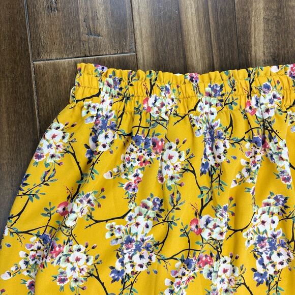 Blue Rain Yellow Bubble Mini Skirt size M, Elastic waist band, Y2K style Floral - Picture 2 of 11
